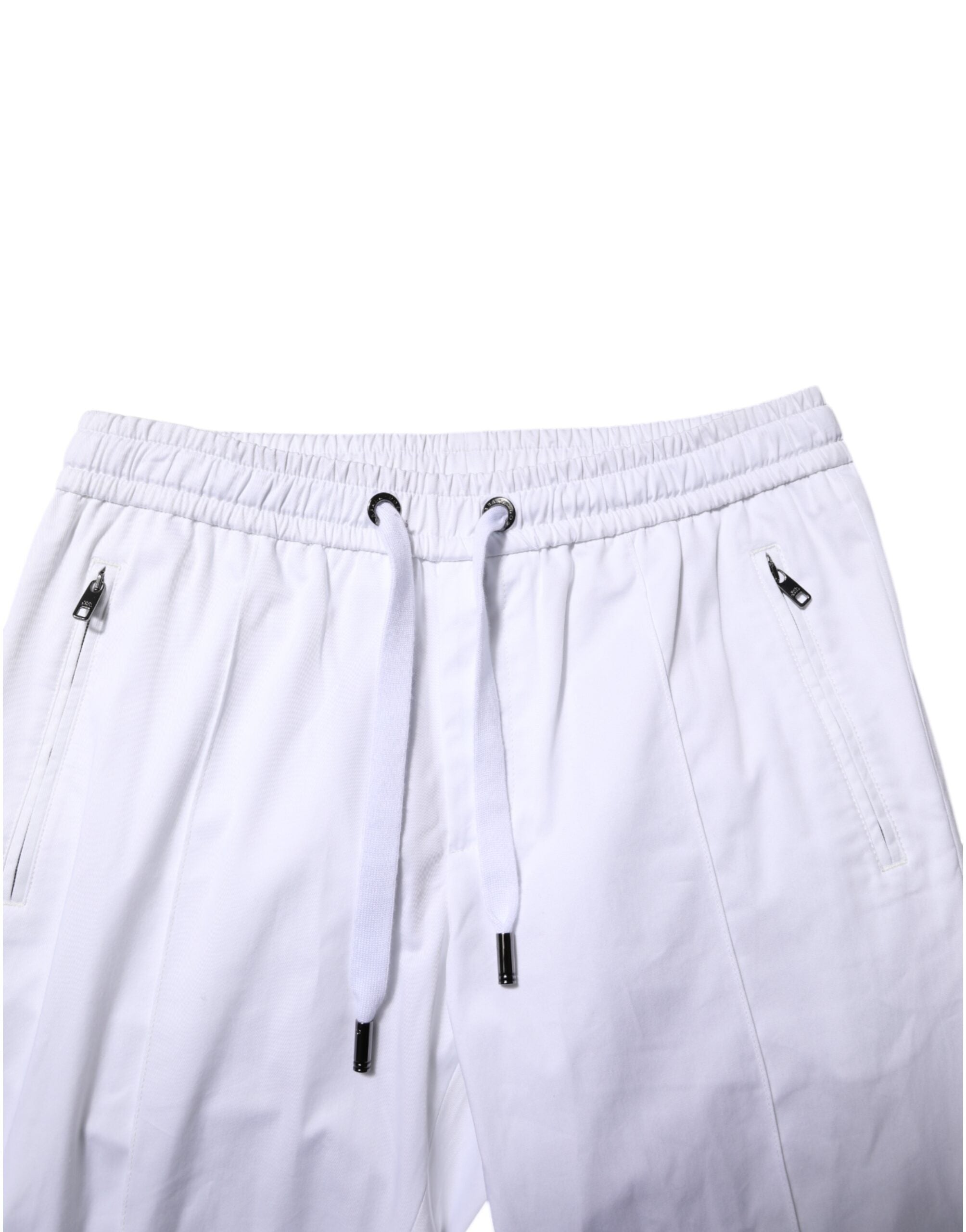Dolce & Gabbana White Cotton Stretch Logo Men Jogger Pants